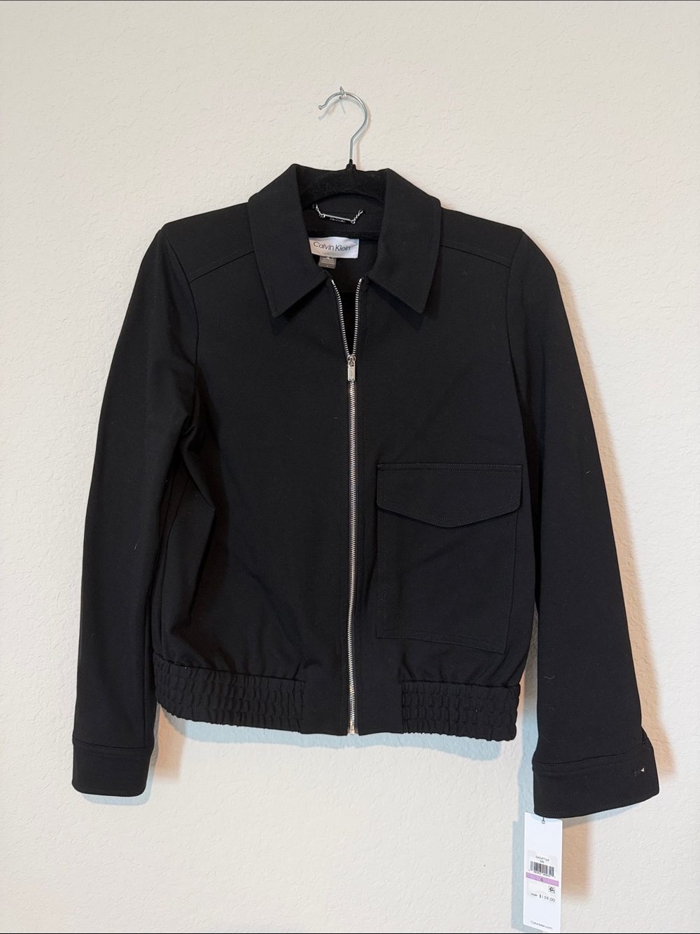 Calvin Klein Women's Black Zip-Up Bomber Jacket